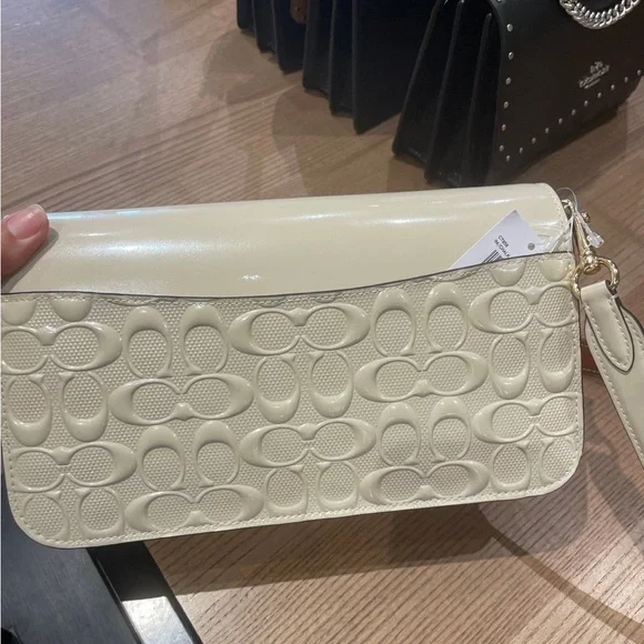 NWT！COACH MORGAN SHOULDER BAG IN SIGNATURE LEATHER (COACH CT856) GOLD/CHALK